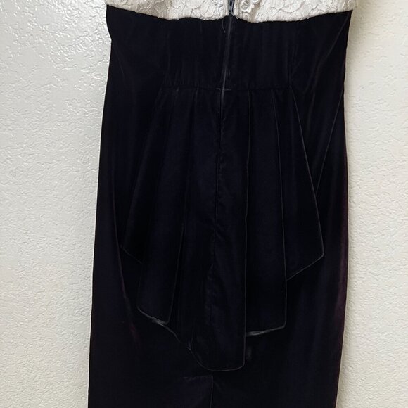 Vtg 90s Scott McClintock Halter Lace Bodice Velvet Bustle Formal Dress 14 READ - Picture 5 of 14